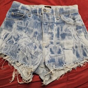 Lee Women's Light Blue Distressed Tie-Dye Denim Shorts